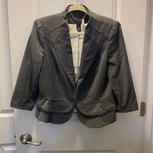 WHITE HOUSE BLACK MARKET SUIT JACKET BLAZER L 12 GRAY CHARCOAL GORGEOUS